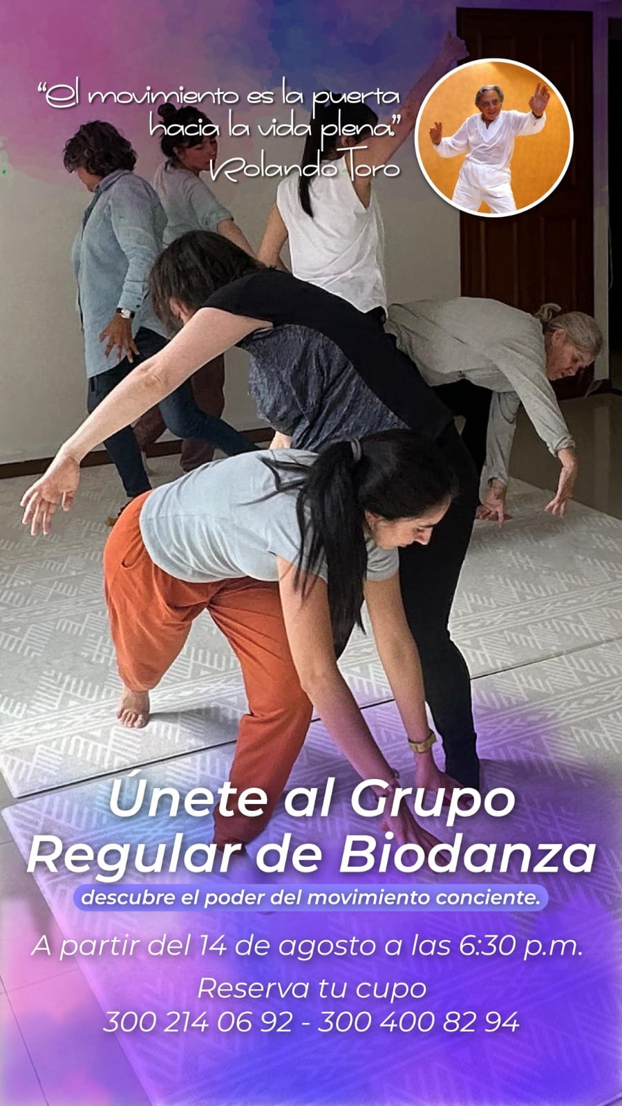 Grupo semanal de Biodanza con Diana Calentura en Bogotá, todos los jueves.