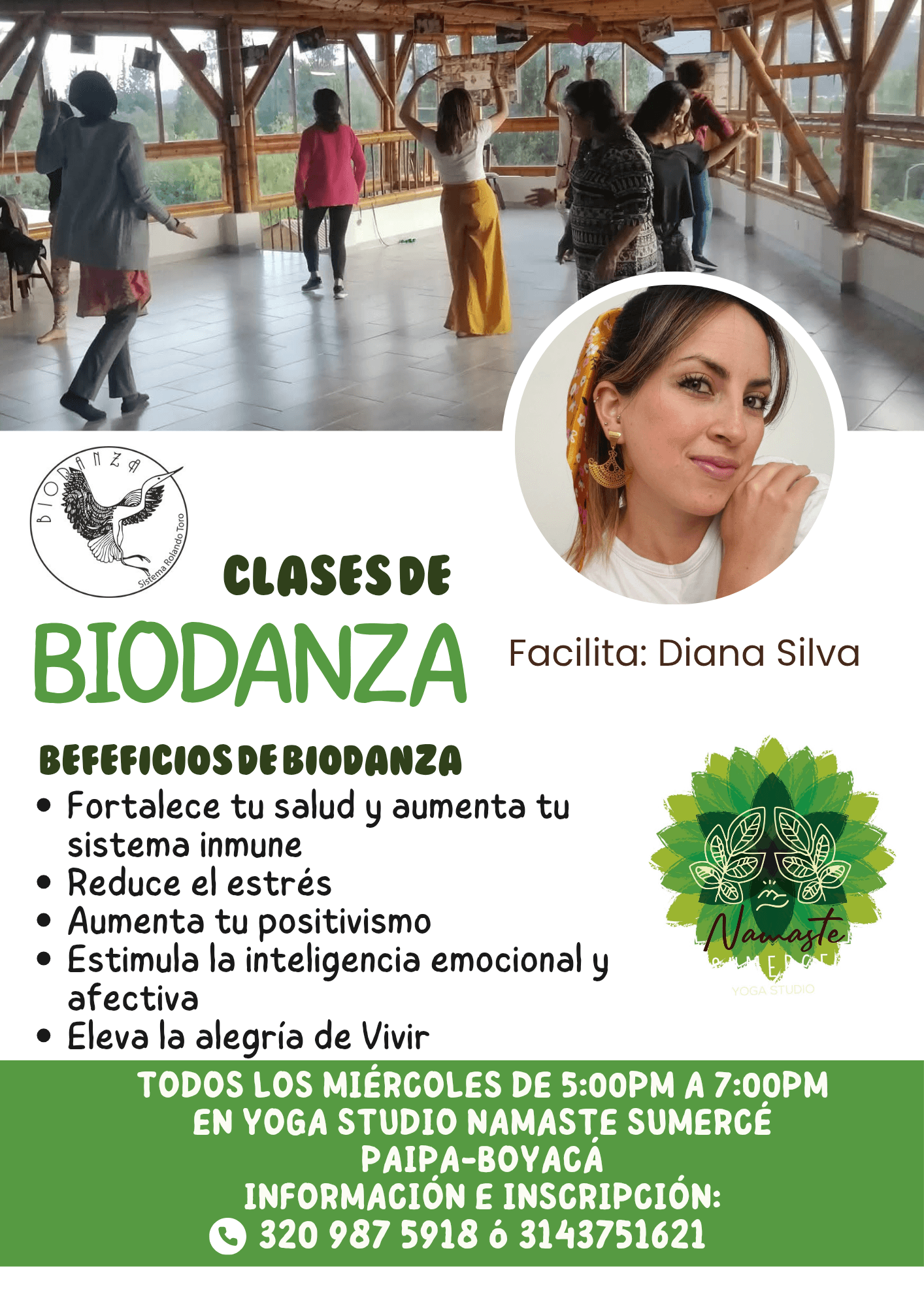 Grupo semanal de Biodanza con Diana en Paipa, Boyacá todos los miércoles.