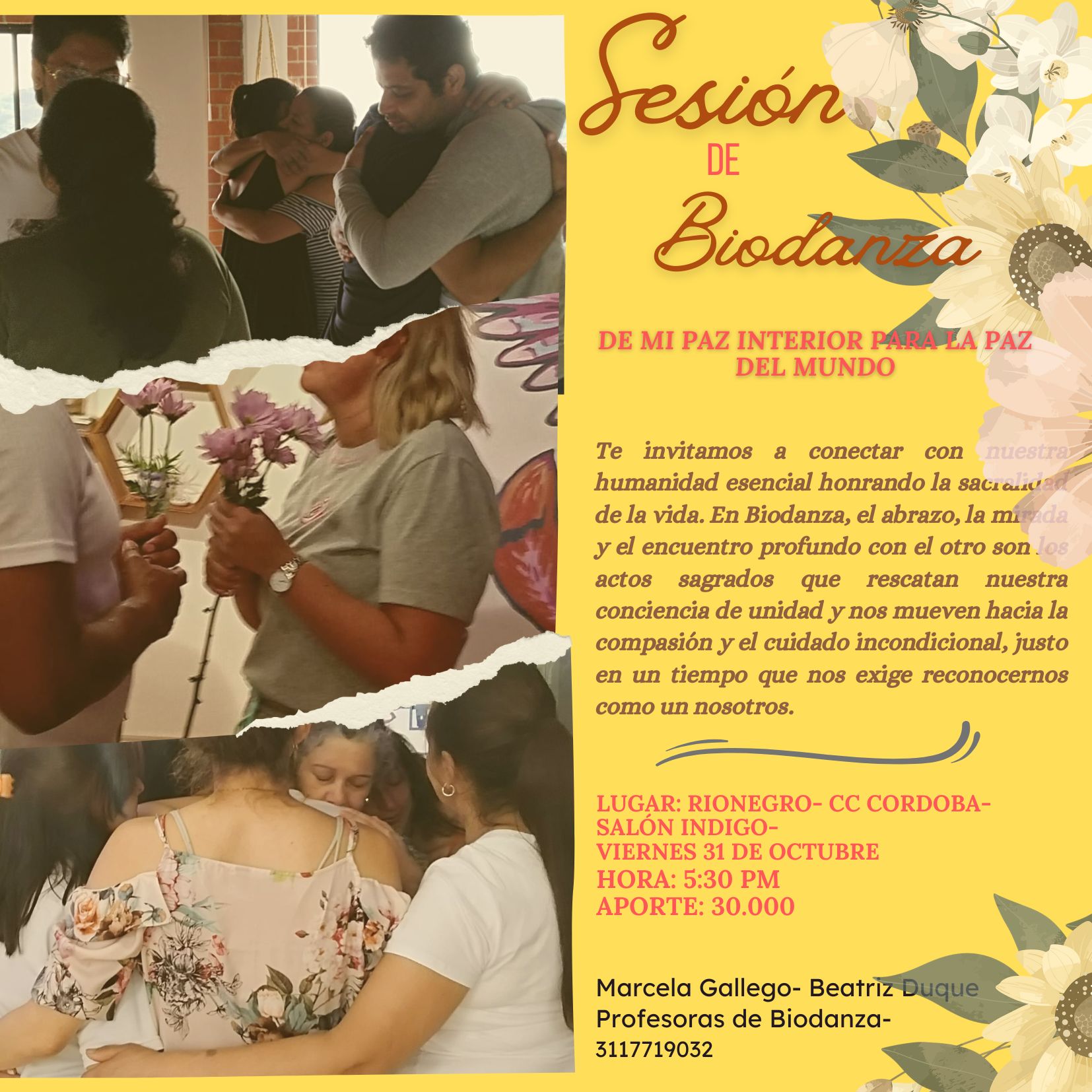 Clase abierta de Biodanza: "De mi paz interior para la paz del mundo" en Rionegro, Antioquia.