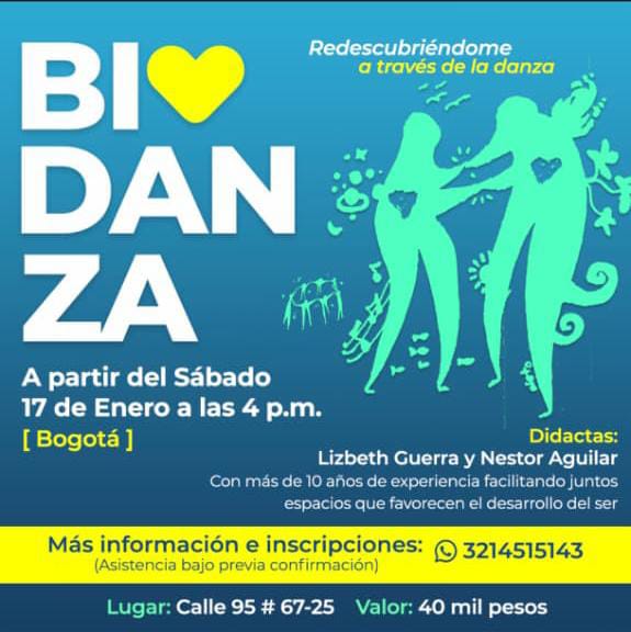 Grupo regular de Biodanza en Bogotá: frecuencia quincenal los sábados.