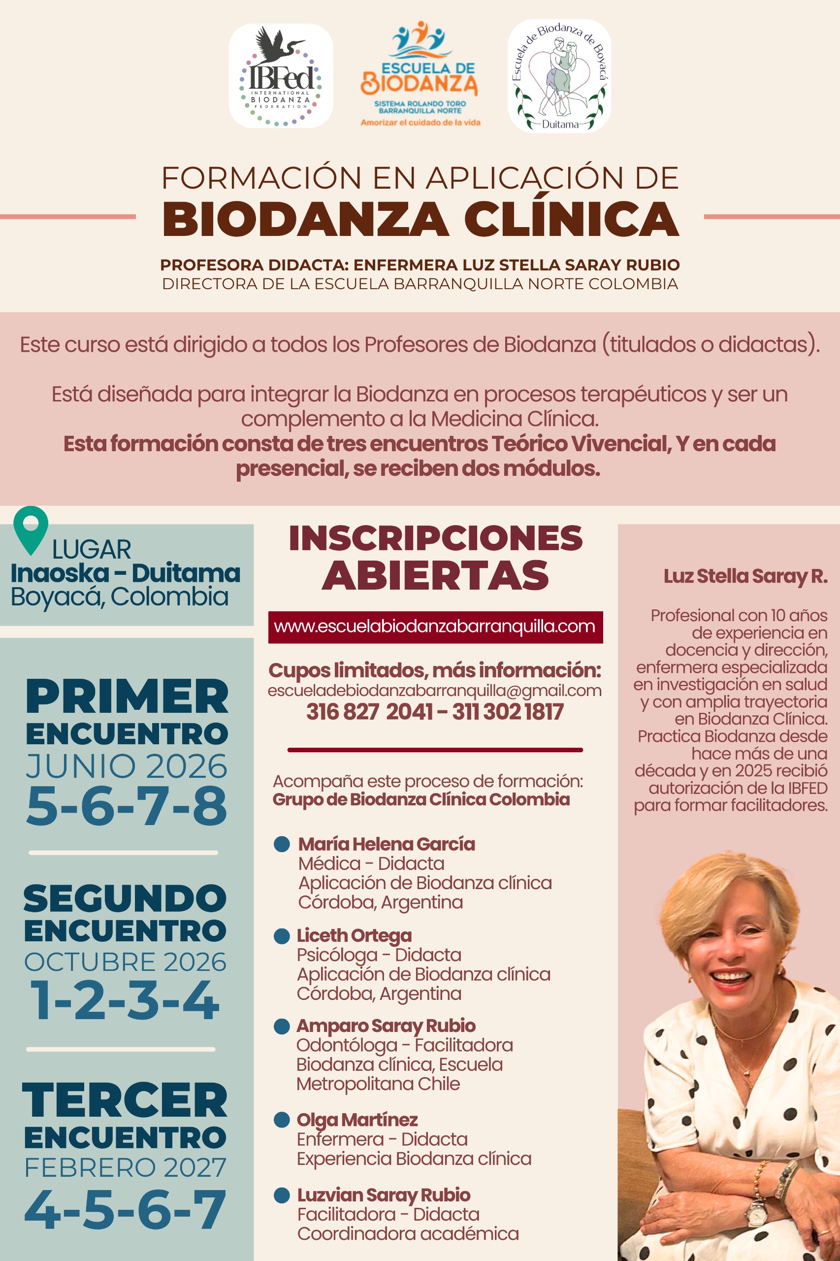 Formación en Aplicación de Biodanza Clínica con Luz Stella Saray. Primer Encuentro.