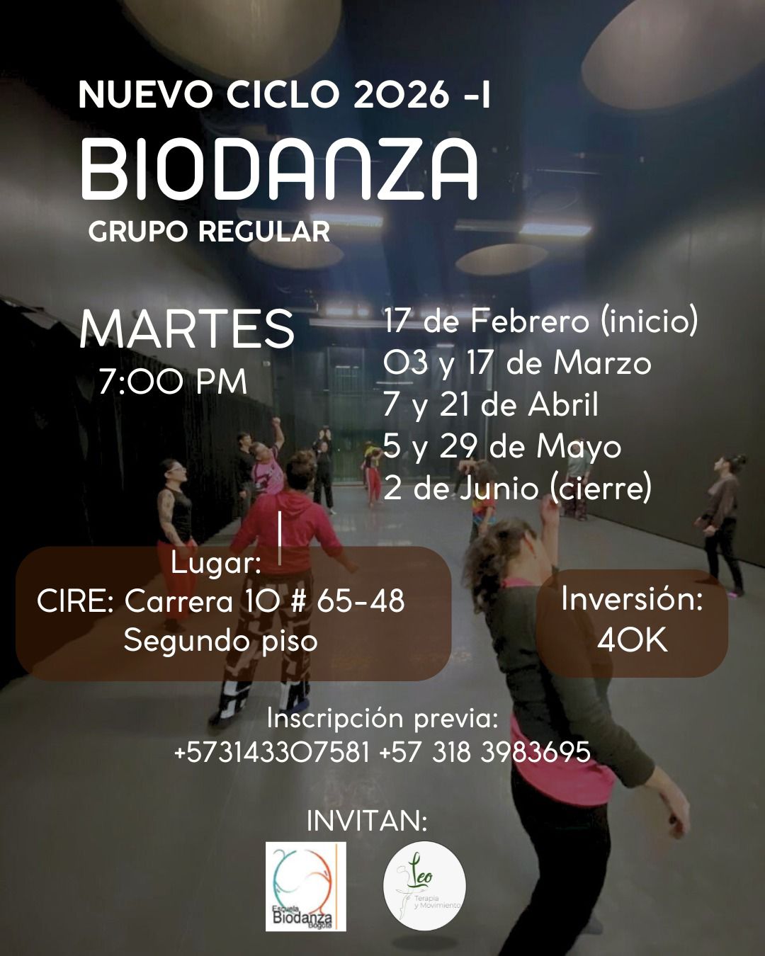 Grupo regular de Biodanza en Bogotá los martes. Frecuencia quincenal